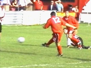 Micky Nuttell strikes the winning goal against Bowers United